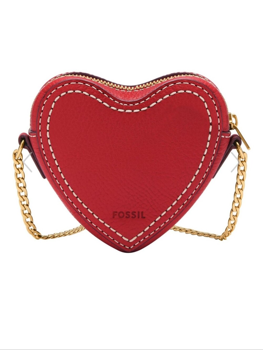 Fossil Vday Heart Cow Hide Micro Bag Ruby Wine Like New